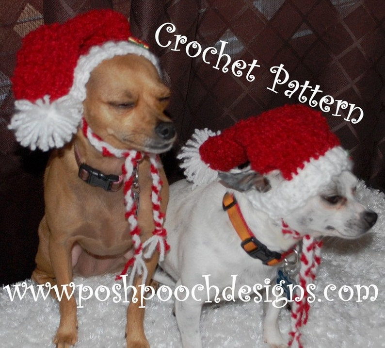 Instant Download Crochet Pattern Red Boucle' Dog Christmas Stocking Cap Small Dog hat image 2