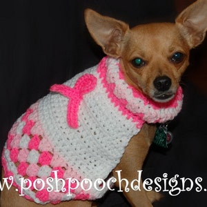 Instant Download Crochet Pattern Dog Sweater Breast Cancer Awareness image 5