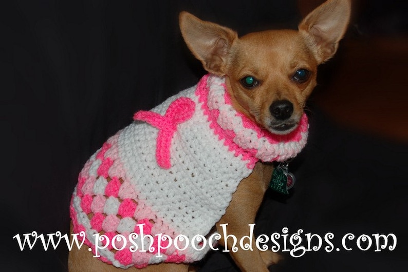 Instant Download Crochet Pattern Dog Sweater Breast Cancer Awareness image 5