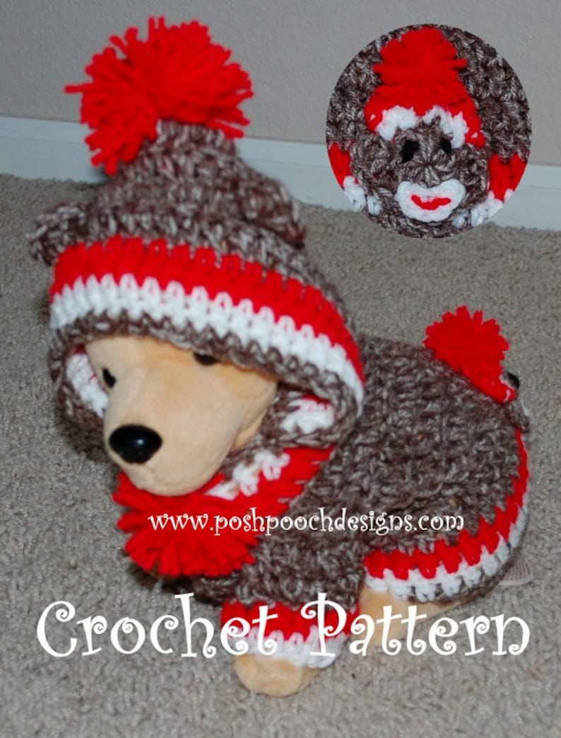 Instant Download Crochet Pattern Sock Monkey Dog Hoodie Etsy