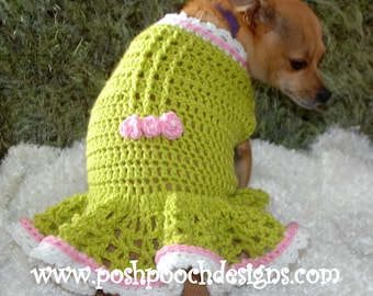 Instant Download Crochet Pattern - Amber Spring Dog Sweater - Small Dogs 2-15 lbs