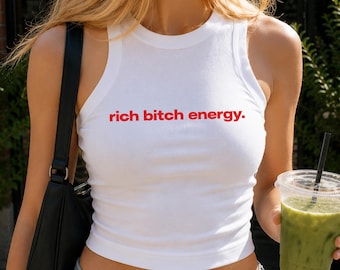 Top corto Rich Bitch Energy, camiseta Rich Girl Baby, top corto Boss Babe, top corto Old Money Y2K, top Clean Girl, regalo para ella, top corto Hot Girl