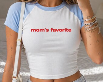 Top corto favorito de mamá, top corto estilo años 2000, camiseta divertida para bebé, camiseta favorita para niña, camiseta corta para chica sexy, regalo moderno para hija, camiseta corta para hija