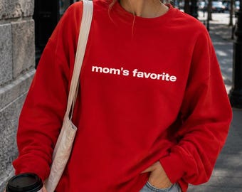 Sudadera favorita de mamá, Gildan Crewneck, Sudadera divertida para hija, Suéter favorito de niña, Top estilo Y2K para chica, Suéter para chica moderna, Regalo para ella