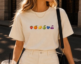 Fruit Shirt, Comfort Colors Fruit Tee, Summer Fruit Graphic Shirt, Fruit T Shirt, Cottagecore Shirt, Colorful Summer Gift for Her, Women Tee