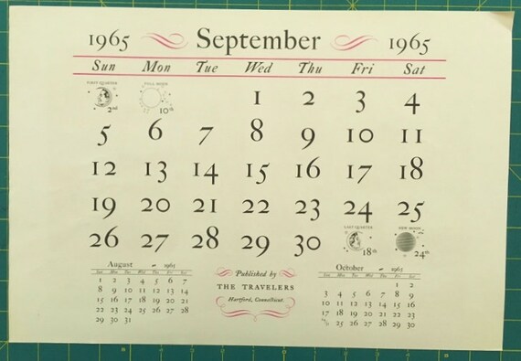 Vintage Currier And Ives Travelers Calendar Print September 1965 Throw If You Dare Shall I - 