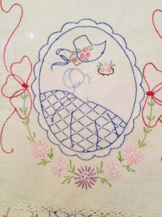 Vintage Used Dresser Chest Of Drawers Scarf With Embroidered Etsy