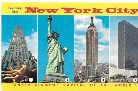 Vintage Two Unused Greetings From New York Postcards Etsy