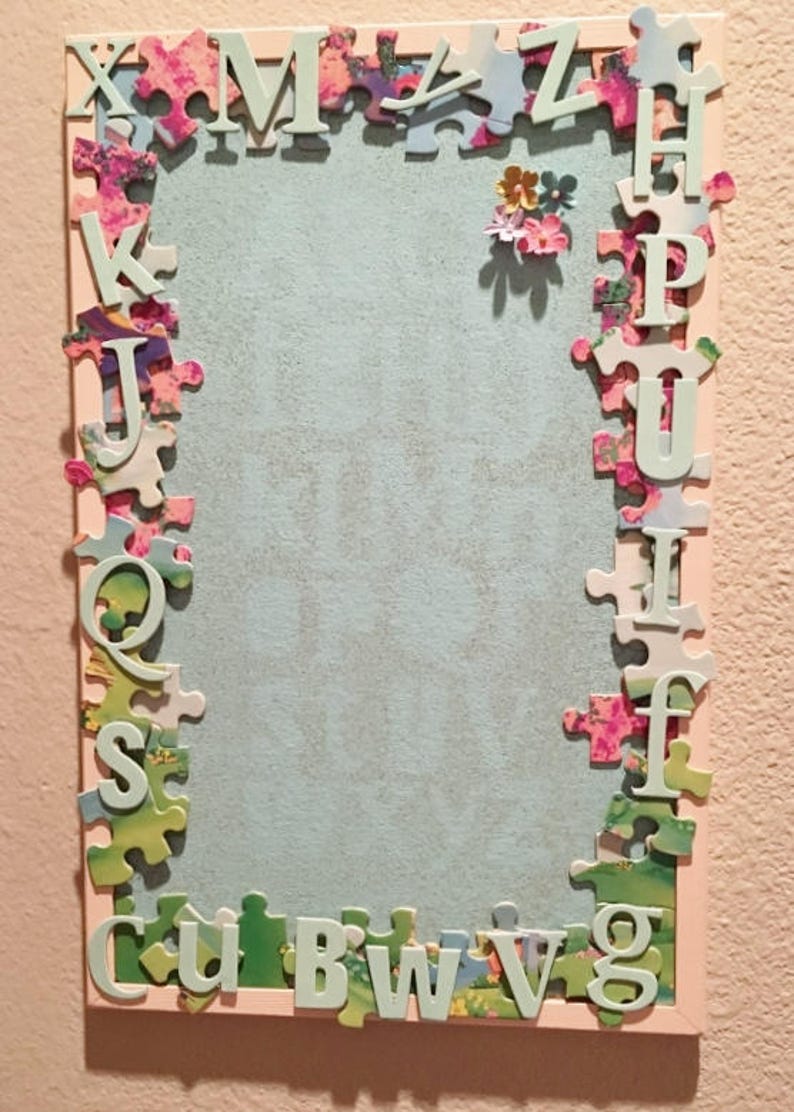embellished bulletin board letters puzzle pieces flower