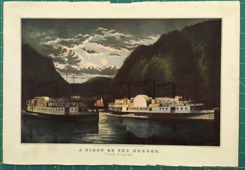 Vintage Currier and Ives Travelers Calendar Print August 1946 Etsy