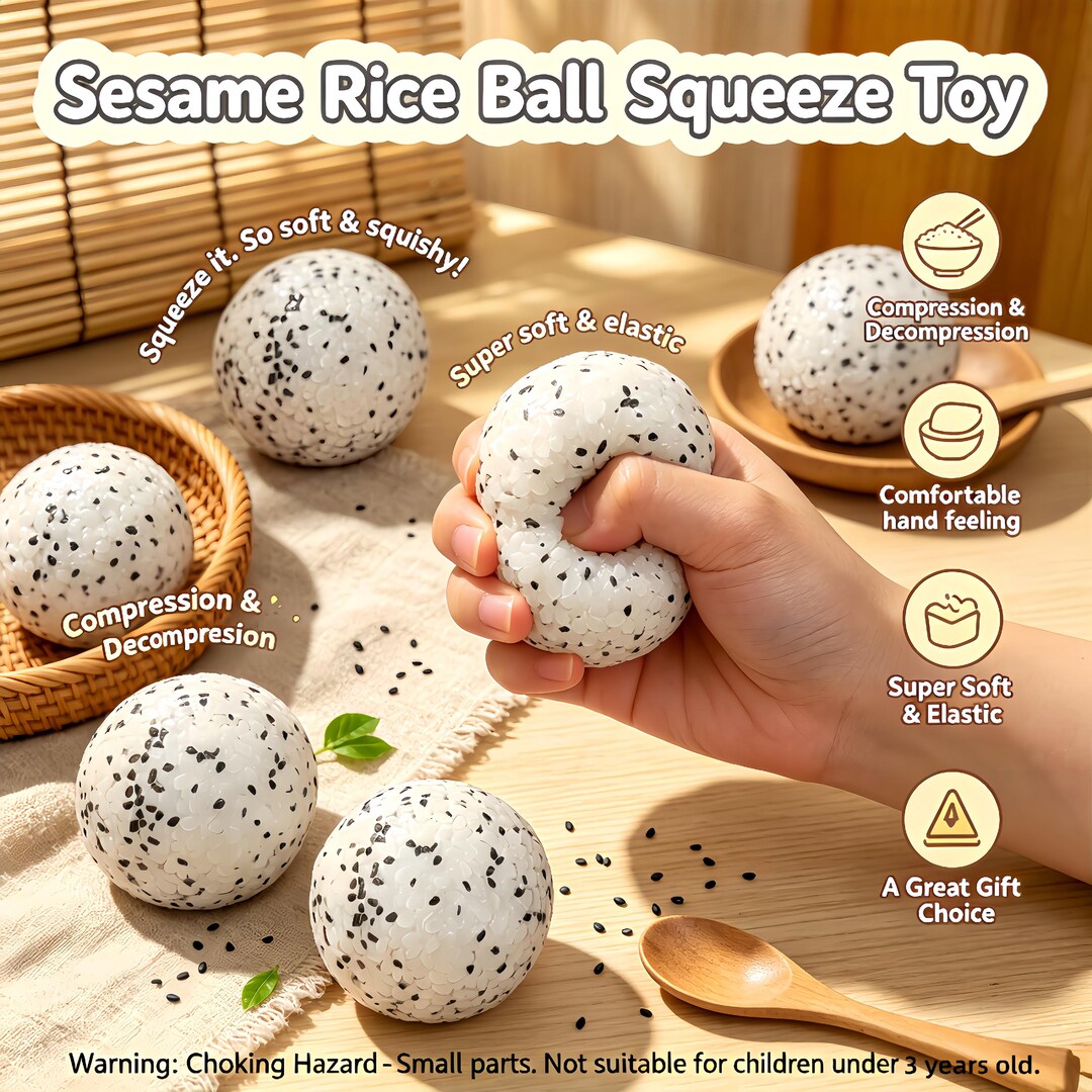 Sesame Rice Ball Handmade Squishy Toy Stress Relief Slow Rising ...