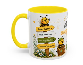 Abschiedsgeschenk Kollege | Tasse Neuer Job | Lustige Bienen Tasse | Geschenk zum Jobwechsel | Kollegin Abschied | Viel Erfolg