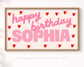 Happy Birthday TV Background – Colorful Birthday Party Screen for Samsung Frame TV – Kids Birthday Decor – Party TV Display – Sophia