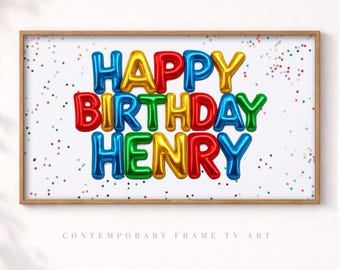Happy Birthday Henry Frame TV Art | Kids Birthday TV Background | Colorful Balloon Birthday Screen | Samsung Frame TV Birthday Decor