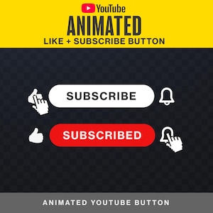 May include: A digital graphic featuring two horizontal buttons for YouTube. The top button is white with the text SUBSCRIBE, and the bottom button is red with the text SUBSCRIBED. Each button includes a cursor icon, a thumbs-up, and a bell icon.