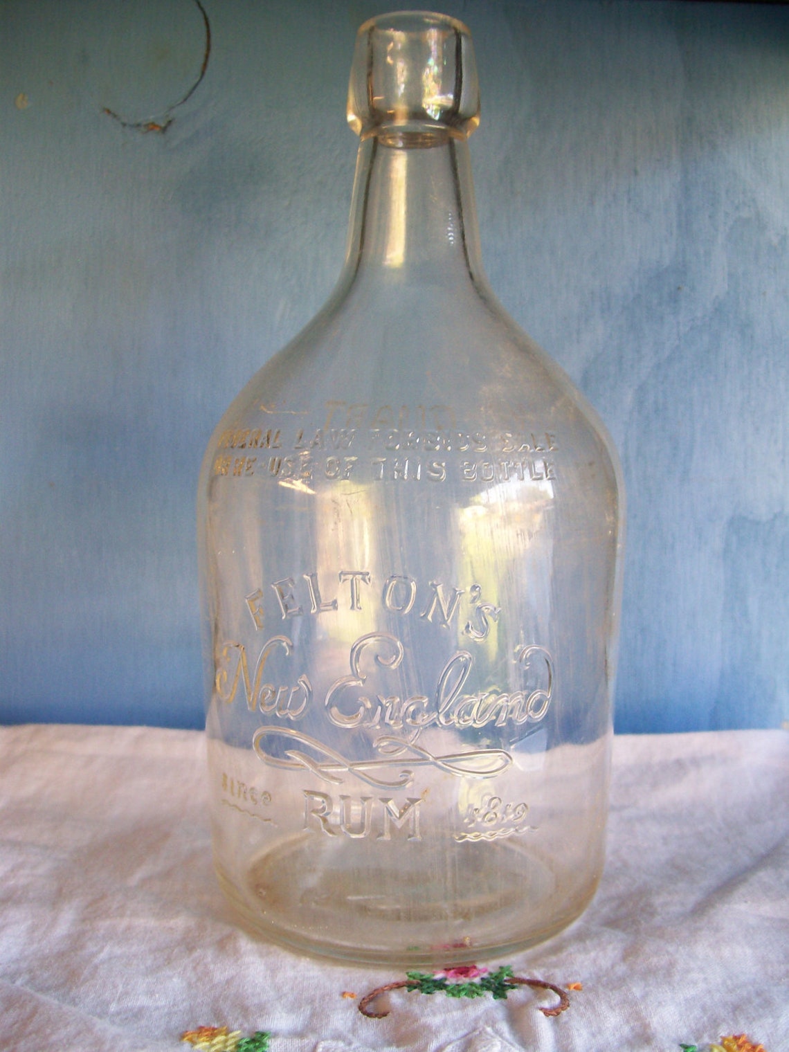 A Vintage 1941 Felton's New England Rum Glass Bottle Etsy