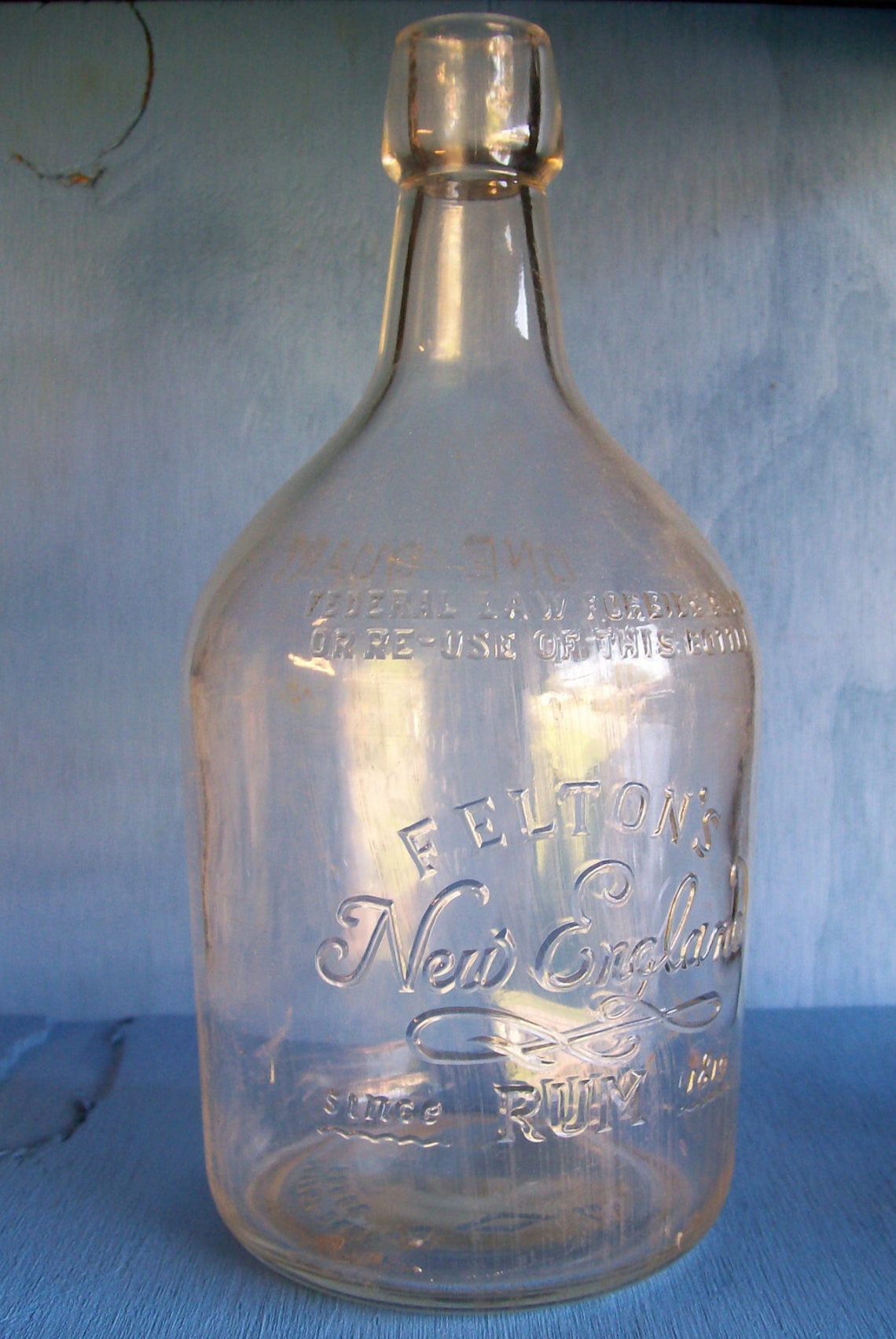 A Vintage 1941 Felton's New England Rum Glass Bottle Etsy