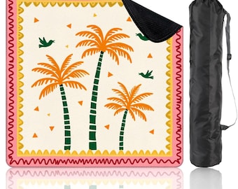 Mahjong Mat Palm Beach Style Noise Reduction Travel Portable Non Slip Game Table Cover With Carrying Bag Mahj Gift for Women