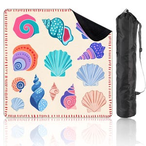 Tapete de Mahjong com Conchas Fofas e Bolsa de Armazenamento - Tapete de Jogo Estilo Praia Colorido e Elegante - Presente Ideal para Jogadores ou Anfitriões de Noites de Jogos
