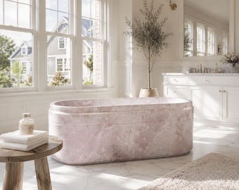 Stone bathtub Carved from Rosa Eterea Marble