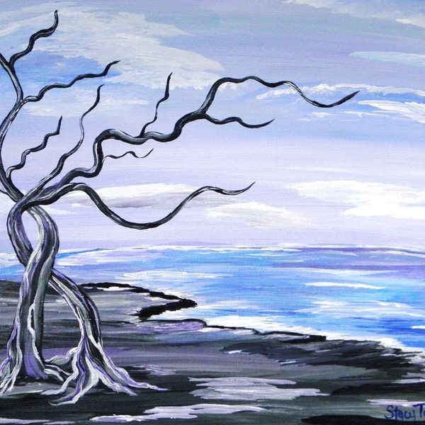 Love, Romance, Original Painting, Tree Art, Surreal Art, Fantasy, Fine Art, Coastal Deadwood painting