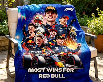 Red Bull F1 Max Verstappen Fleece-Decke Formel 1 Racing Fan Geschenk Home Decor