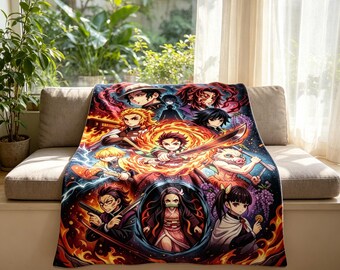 Kimetsu no Yaiba Charakter Decke weicher Überwurf, Anime-Liebhaber nachdenkliches Geburtstagsgeschenk