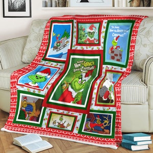 King: 230 cm x 260 cm The Grinch Christmas Quilt Best Decorative Unique Blanket for Traveling Picnics Beach Trips Home and Gifts Concerts 