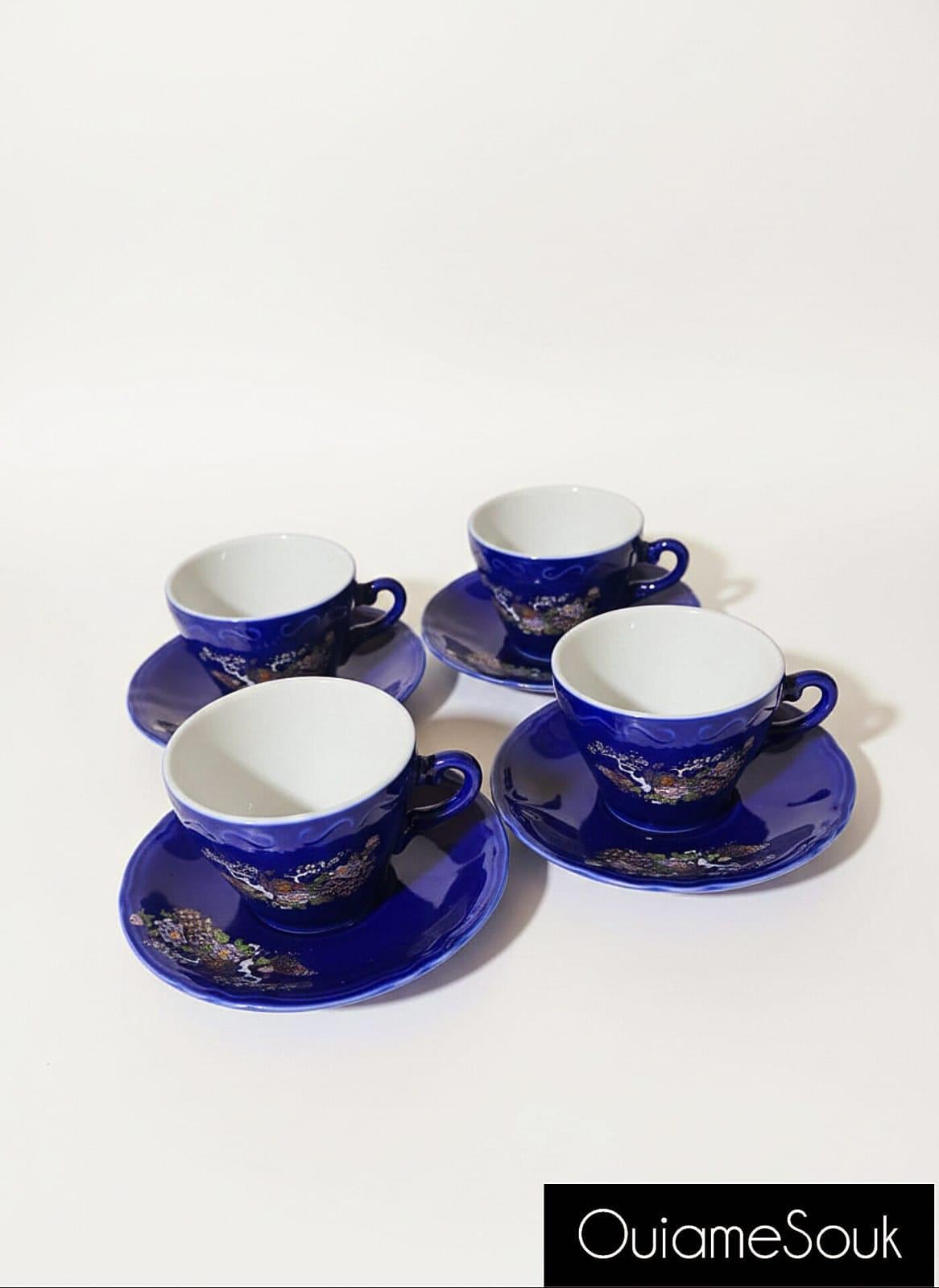 Service à Thé Marocain / Turc – Plateau, 6 Verres, Cuillères Et Coupelles (Laiton Et Verre, Occasion)