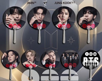 BTS Concert Fan,Kpop Merchandise Image Picket, Hand Fan Gift for Army,Custom  Kpop Style Fan,Aesthetic Handheld Fan,jk v rm