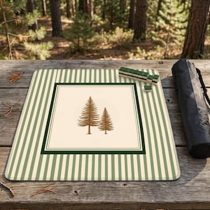 Tapete de Mahjong con diseño de pino – Funda para mesa de juego a rayas verdes, cuadrado de 80 cm (31,5 pulgadas), ideal para decorar tu noche de juegos.