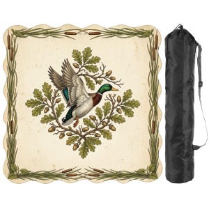Vintage Mallard Duck Mahjong Mat, Non-Slip Table Cover with Bag, Whimsical Gaming Accessory for Noise Reduction, Gift for Mahjong Lover Scalloped Mat 31.5"x31.5"