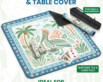Tapete de Mahjong Pelican de 80 cm (31,5") - Tapete antideslizante para juegos de mesa y póker, tapete de juego costero con bolsa de transporte, ideal para decorar tu noche de juegos.