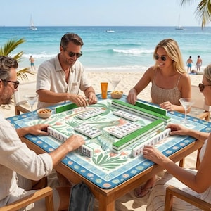 Pelican Mahjong Mat 31.5" - Nonslip Table Cover for Board Games & Poker, Coastal Playmat with Carrying Bag Game Night Decor image 7