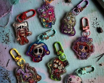 TADC The Amazing Digital Circus Keychains Colorful Clear Double Sided Acrylic Colorful Clasps, dark mode.