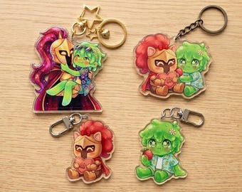 Magnetic Hearts of D3rlord3 and Avery Minecraft ARG Chibi Acrylic Keychain