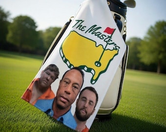 Toalla de golf divertida con foto policial de Tiger Woods, toalla de golf absorbente de microfibra con clip, regalo de golf hilarante