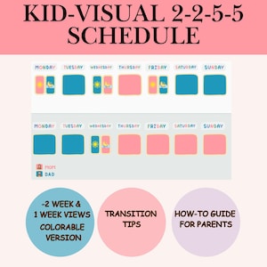 Kids Visual Custody Schedule Printable | Color-Coded Co-Parenting Calendar for Children | 2-2-5-5 Shared Custody Routine