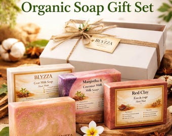 3-in-1 Handmade Organic Soap Gift Set | Goat Milk, Manjistha, Red Clay Skincare