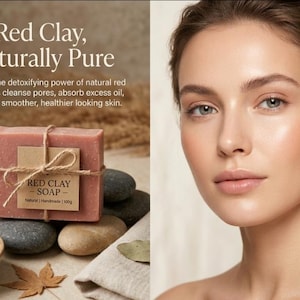 Red Clay Handmade Organic Soap | Natural Cold Process Face & Body Bar (Vegan)