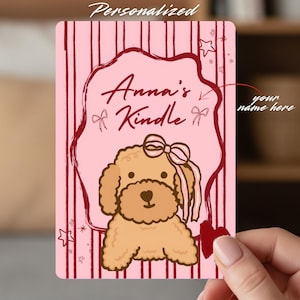 Personalized Dog Kindle Insert | Pink Aesthetic Kindle Case Printable | Cute Puppy Kindle | Name Custom Kindle Insert | BookTok Kindle Decor