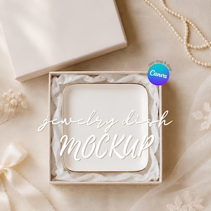 Smyckesfatmodell, vigselring flatlay, redigerbar Canvas-mall