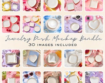 Pacote de Mockups de Bandejas para Joias, Modelo Canva, 30 Mockups Editáveis de Bandejas para Anéis