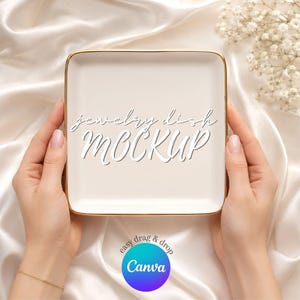Smyckesfatmodell, vigselring flatlay, redigerbar Canvas-mall
