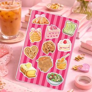 Cozy Kindle Insert Printable | Pink Striped Kindle Insert | Foodie Dessert Aesthetic | Clear Case Kindle | Cute Ereader Decor | Kindle Basic