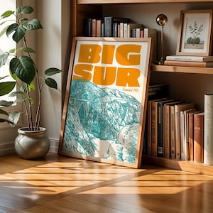Plakat z Big Sur Coastal – wydruk vintage z podróży po Kalifornii (do pobrania cyfrowego)