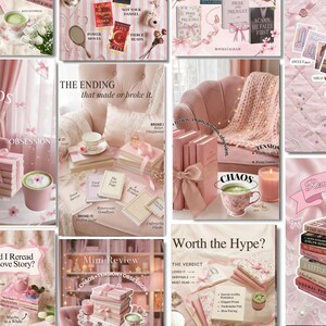 Bookstagram Canva Templates Pink Coquette: Book Review, Content Creator Booktok Instagram Trendy Bookish Reader Writer Author Social Media