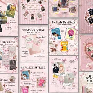 Bookstagram Canva Templates Pink Coquette: Book Review, Content Creator Booktok Instagram Trendy Bookish Reader Writer Author Social Media