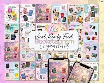 Plantilla de Instagram Bookstagram Canva con estética colorida y temática literaria, publicación de reseña de libros en redes sociales con temática de arcoíris (marketing para lectores y escritores de clubes de lectura)