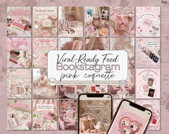 Plantillas de Canva para Bookstagram Pink Coquette: Reseña de libros, creador de contenido Booktok Instagram Lector de libros de moda Escritor Autor Redes sociales